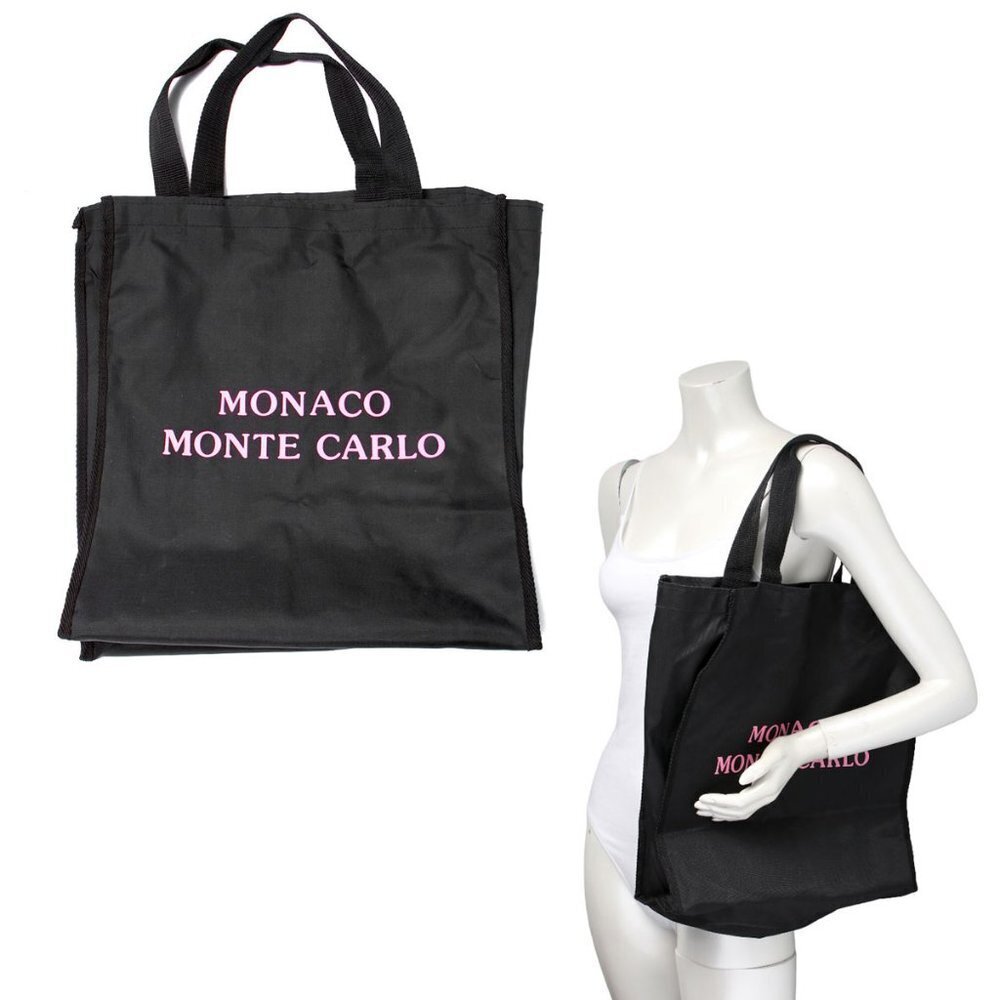 Monte Carlo Nylon Tote Bag Vacation Shoulder Bag Black Pink